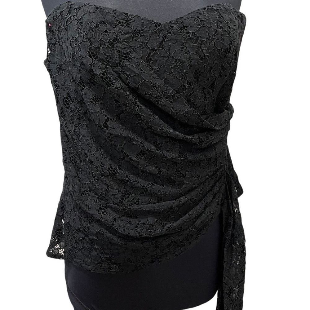 Mare Mare x Anthropologie Black Lace Strapless Draped Sash Top Sweetheart Large